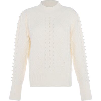 Faina Strickpullover Damen Wollweiß Cremefarben XS/S Faina Strickpullover Damen Wollweiß Cremefarben XS/S