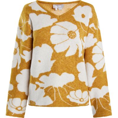 usha Strickpullover Damen Curry Weiss Senf XS/S usha Strickpullover Damen Curry Weiss Senf XS/S
