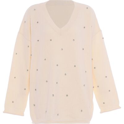 Faina Pullover Damen Wollweiß Cremefarben XS/S Faina Pullover Damen Wollweiß Cremefarben XS/S
