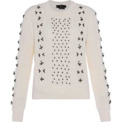 Faina Pullover Damen Wollweiß Cremefarben XS/S Faina Pullover Damen Wollweiß Cremefarben XS/S
