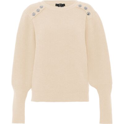 Faina Strickpullover Damen Wollweiß Cremefarben M/L Faina Strickpullover Damen Wollweiß Cremefarben M/L