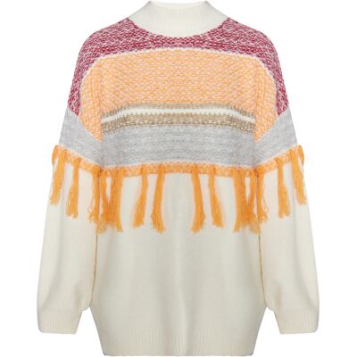 IZIA Zur Seite fahren Damen Wollweiß Orange Cremefarben M/L IZIA Zur Seite fahren Damen Wollweiß Orange Cremefarben M/L