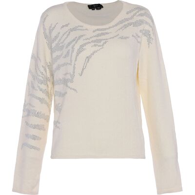 Faina Strickpullover Damen Wollweiß Cremefarben XS/S Faina Strickpullover Damen Wollweiß Cremefarben XS/S
