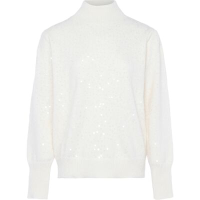 Faina Strickpullover mit Pailletten Damen Wollweiß Cremefarben XS/S Faina Strickpullover mit Pailletten Damen Wollweiß Cremefarben XS/S