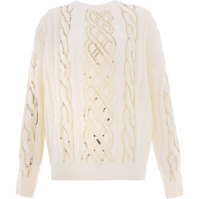 Faina Pullover Damen Wollweiß Cremefarben XS/S Faina Pullover Damen Wollweiß Cremefarben XS/S