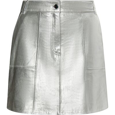 Faina Lederrock Damen Silber Silber S Faina Lederrock Damen Silber Silber S