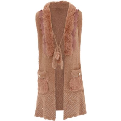 Faina Strickjacke Damen Dunkelrosa Rosa Gold Altrosa M Faina Strickjacke Damen Dunkelrosa Rosa Gold Altrosa M