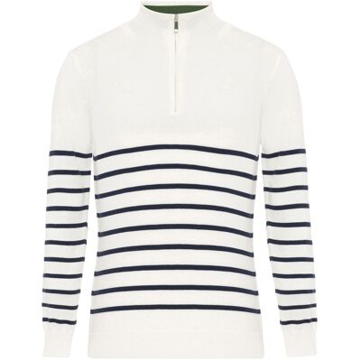 Felix Hardy Pullover Gestreifter Pullover Mit Halbem Reißverschluss Ekru S Felix Hardy Pullover Gestreifter Pullover Mit Halbem Reißverschluss Ekru S