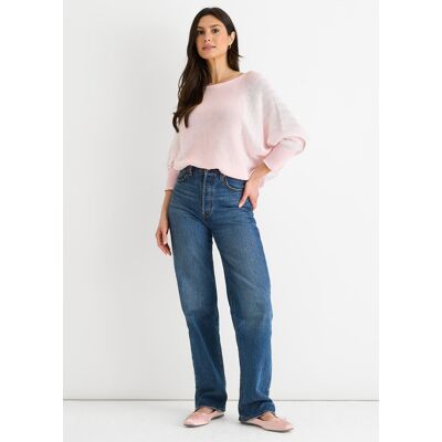 Gini London Rosa Baumwolle Streifenmuster Batwing Pullover Top Rosa M/L Gini London Rosa Baumwolle Streifenmuster Batwing Pullover Top Rosa M/L