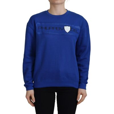Philippe Model Blaues Sweatshirt mit Rundhalsausschnitt, entspannter Schnitt Mittelblau EU 34 / UK 6 Philippe Model Blaues Sweatshirt mit Rundhalsausschnitt, entspannter Schnitt Mittelblau EU 34 / UK 6