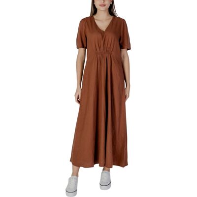 b.Young V-Ausschnitt Kurzarm Maxikleid Braun EU 32 / UK 4 b.Young V-Ausschnitt Kurzarm Maxikleid Braun EU 32 / UK 4