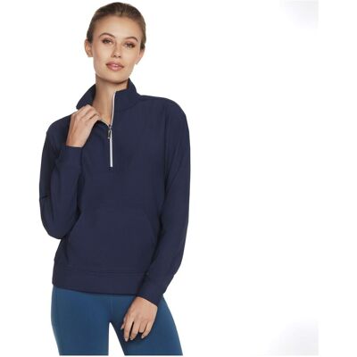 Skechers Performance GoLuxe Rib 1/4 Zip Polyester Damen Pullover Blau Marine XL Skechers Performance GoLuxe Rib 1/4 Zip Polyester Damen Pullover Blau Marine XL