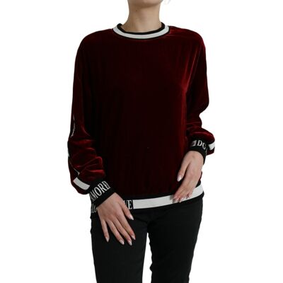 Dolce & Gabbana Velours Sweatshirt Amore Stil Dunkelrot EU 36 / UK 8 Dolce & Gabbana Velours Sweatshirt Amore Stil Dunkelrot EU 36 / UK 8
