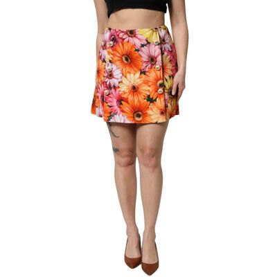 Dolce & Gabbana Blumiges Minirock mit Knopfdetails Orange EU 40 / UK 12 Dolce & Gabbana Blumiges Minirock mit Knopfdetails Orange EU 40 / UK 12