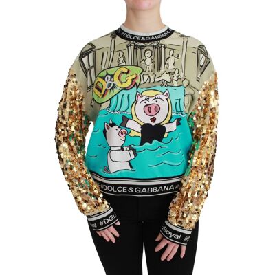 Dolce & Gabbana Paillettenärmel Strickpullover Nackt EU 32 / UK 4 Dolce & Gabbana Paillettenärmel Strickpullover Nackt EU 32 / UK 4