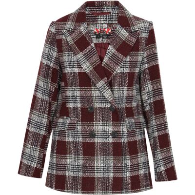 Mymo Blazer Frauen Burgunderrot kariert Burgund M Mymo Blazer Frauen Burgunderrot kariert Burgund M