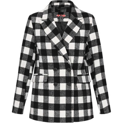 Mymo Blazer Frauen schwarz weiß kariert Schwarz-Weiss M Mymo Blazer Frauen schwarz weiß kariert Schwarz-Weiss M