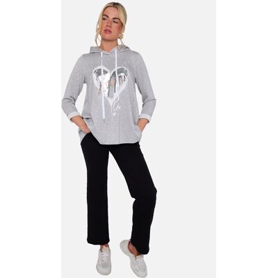 Gini London Graues Herz mit Kapuze Übergröße A Line Langes Top Grau L/XL Gini London Graues Herz mit Kapuze Übergröße A Line Langes Top Grau L/XL