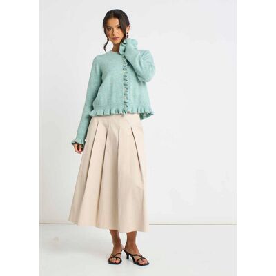 Gini London Grüner Cardigan mit langen Ärmeln und geraffter Front Grün M/L Gini London Grüner Cardigan mit langen Ärmeln und geraffter Front Grün M/L