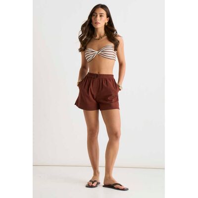 Gini London Shorts aus Leinenmix mit Gummizug an der Taille in Schokolade Schokolade EU 42 / UK 14 Gini London Shorts aus Leinenmix mit Gummizug an der Taille in Schokolade Schokolade EU 42 / UK 14