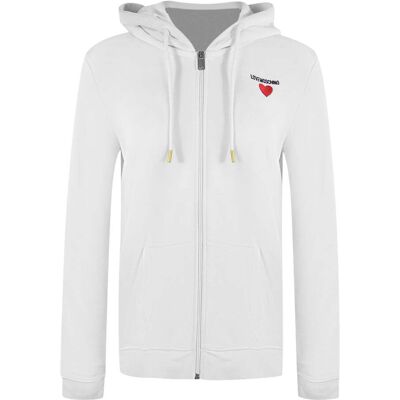 Love Moschino Kapuzenpullover Mit Kleinem, Auffälligem Herzlogo, Weiß, Mit Reißverschluss Weiß M Love Moschino Kapuzenpullover Mit Kleinem, Auffälligem Herzlogo, Weiß, Mit Reißverschluss Weiß M