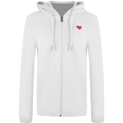Love Moschino Kapuzenpullover Mit Kleinem Roten Herzlogo Und Reißverschluss, Weiß Weiß S Love Moschino Kapuzenpullover Mit Kleinem Roten Herzlogo Und Reißverschluss, Weiß Weiß S