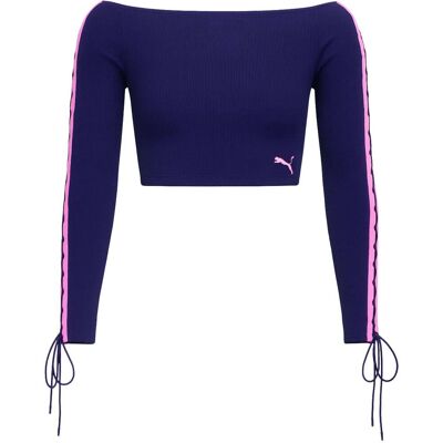 Puma x Rihanna Fenty Laced Sleeve Damen Marineblau Crop-Top Marine EU 40 / UK 12 Puma x Rihanna Fenty Laced Sleeve Damen Marineblau Crop-Top Marine EU 40 / UK 12