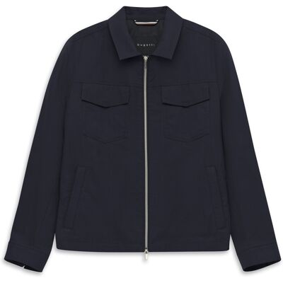Bugatti Herren Hemdkragen-Jacke mit Stretch und Struktur Marine EU56 Bugatti Herren Hemdkragen-Jacke mit Stretch und Struktur Marine EU56