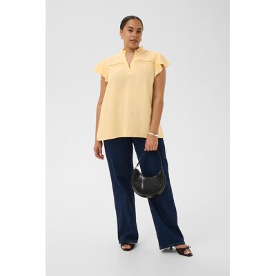 Kaffe Curve Kurzarm-Bluse KCronja Kurzarm-Bluse Regular fit Gelb EU 54 / UK 26 Kaffe Curve Kurzarm-Bluse KCronja Kurzarm-Bluse Regular fit Gelb EU 54 / UK 26