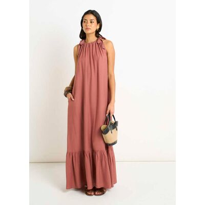 Gini London Maxikleid mit schrägem Ausschnitt und Trapezschnitt in Rostrot Rost L/XL Gini London Maxikleid mit schrägem Ausschnitt und Trapezschnitt in Rostrot Rost L/XL