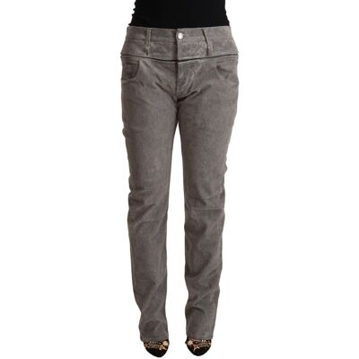 Acht Graue Baumwoll-Hose mit geradem Schnitt und hoher Taille Grau 34 (Größe) Acht Graue Baumwoll-Hose mit geradem Schnitt und hoher Taille Grau 34 (Größe)