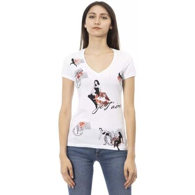 Trussardi Action Weißes Baumwolle Damenoberteil Weiß L Trussardi Action Weißes Baumwolle Damenoberteil Weiß L