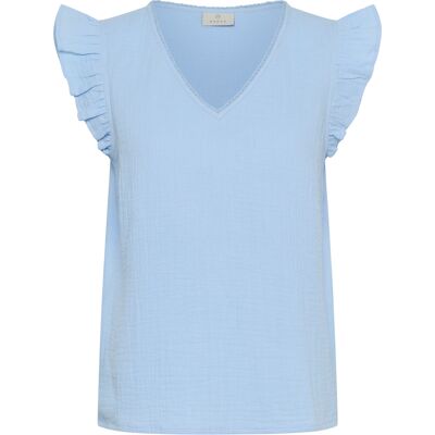 Kaffe Kurzarm-Bluse KAvafla Kurzarm-Bluse Regular fit Hellblau EU 42 / UK 14 Kaffe Kurzarm-Bluse KAvafla Kurzarm-Bluse Regular fit Hellblau EU 42 / UK 14