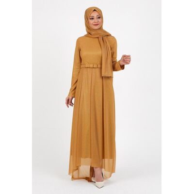 Turkishsouq Glitzernd Falten Abendkleid Beige-Braun Beige EU 42 / UK 14 Turkishsouq Glitzernd Falten Abendkleid Beige-Braun Beige EU 42 / UK 14