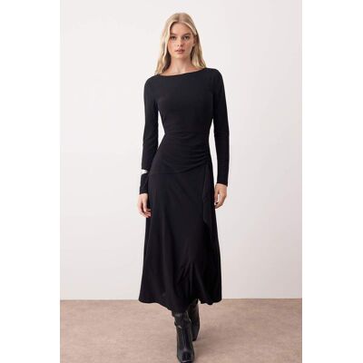 Turkishsouq Langes, flaches A-Linien-Maxikleid für Damen, sowohl für Tag als auch für Nacht Schwarz L Turkishsouq Langes, flaches A-Linien-Maxikleid für Damen, sowohl für Tag als auch für Nacht Schwarz L