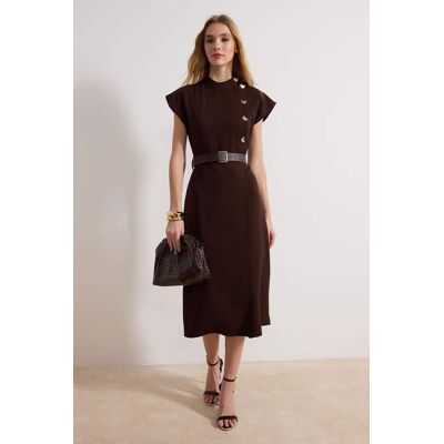 Turkishsouq Damen-Midikleid, ärmellos, flach geschnitten, lässig/alltagstauglich Braun EU 34 / UK 6 Turkishsouq Damen-Midikleid, ärmellos, flach geschnitten, lässig/alltagstauglich Braun EU 34 / UK 6