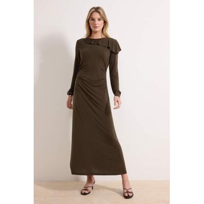 Turkishsouq Langes, flaches Maxikleid für Damen, lässig/alltagstauglich, mit Hijab-Schnitt Khaki M Turkishsouq Langes, flaches Maxikleid für Damen, lässig/alltagstauglich, mit Hijab-Schnitt Khaki M