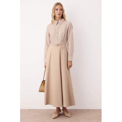 Turkishsouq Gestreift Maxi Langes Lässiges Skaterkleid für Damen Beige EU 36 / UK 8 Turkishsouq Gestreift Maxi Langes Lässiges Skaterkleid für Damen Beige EU 36 / UK 8