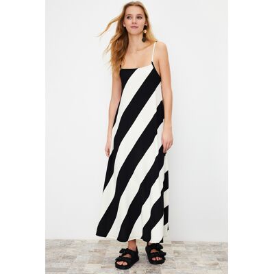 Turkishsouq Damen Gestreft Lange Spaghettiträger Lässiges Kleid in normaler Passform Khaki M Turkishsouq Damen Gestreft Lange Spaghettiträger Lässiges Kleid in normaler Passform Khaki M