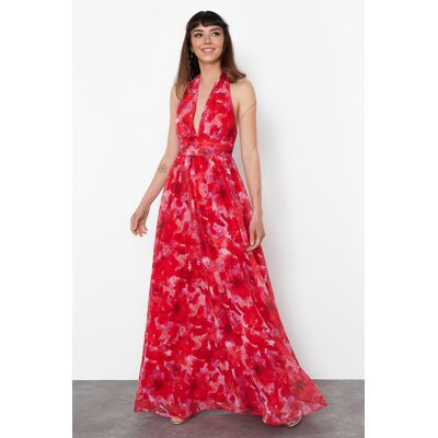 Turkishsouq Damen-Abendkleid mit Blumenmuster, Standard-Spaghettiträgern, schmaler Passform, geeignet für Abschlussball und Abiball Mehrfarben EU 40 / UK 12 Turkishsouq Damen-Abendkleid mit Blumenmuster, Standard-Spaghettiträgern, schmaler Passform, geeignet für Abschlussball und Abiball Mehrfarben EU 40 / UK 12