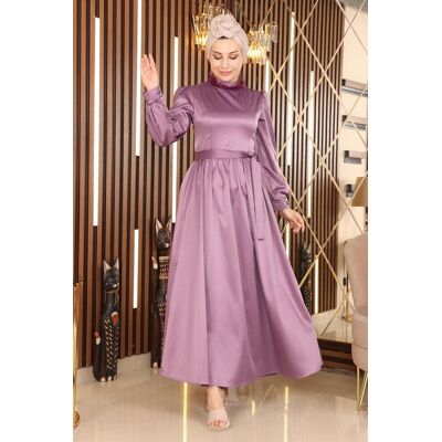 Turkishsouq Satin Abendkleid With Feder Detail, Flieder Rosa EU 42 / UK 14 Turkishsouq Satin Abendkleid With Feder Detail, Flieder Rosa EU 42 / UK 14