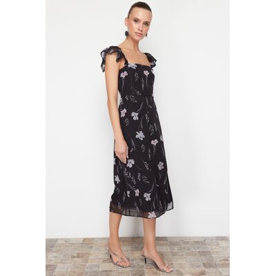 Turkishsouq Damen-Midikleid mit Blumenmuster, ärmellos, lässig, normale Passform Schwarz EU 34 / UK 6 Turkishsouq Damen-Midikleid mit Blumenmuster, ärmellos, lässig, normale Passform Schwarz EU 34 / UK 6