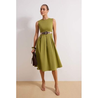 Turkishsouq Damen-Midikleid, ärmellos, flach, lässig/alltagstauglich Khaki EU 34 / UK 6 Turkishsouq Damen-Midikleid, ärmellos, flach, lässig/alltagstauglich Khaki EU 34 / UK 6