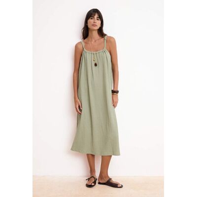 Turkishsouq Ärmelloses, flaches Midi-Kleid für Damen Khaki S Turkishsouq Ärmelloses, flaches Midi-Kleid für Damen Khaki S