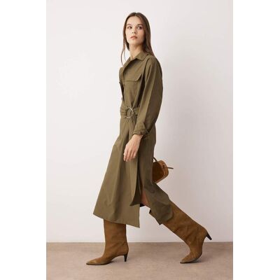 Turkishsouq Damen-Midikleid, lang, lässig/A-Linien-Kleid Khaki EU 38 / UK 10 Turkishsouq Damen-Midikleid, lang, lässig/A-Linien-Kleid Khaki EU 38 / UK 10