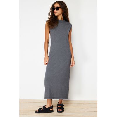 Turkishsouq Grau Unifarbenes Maxikleid für Damen, ärmellos, lässig, normale Passform Grau M Turkishsouq Grau Unifarbenes Maxikleid für Damen, ärmellos, lässig, normale Passform Grau M