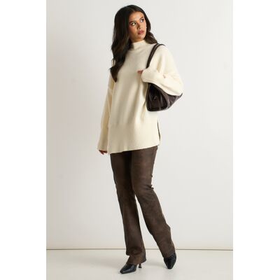 Gini London Off-White-Rollkragenpullover aus Strick, Oversize Creme S/M Gini London Off-White-Rollkragenpullover aus Strick, Oversize Creme S/M