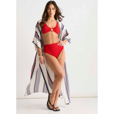 Gini London Kimono-Strandkleidung mit mehrfarbigen Streifen und Krawatten-Detail Mehrfarben M/L Gini London Kimono-Strandkleidung mit mehrfarbigen Streifen und Krawatten-Detail Mehrfarben M/L
