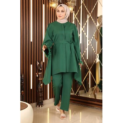 Turkishsouq Feder Detailed Anzug Smaragdgrün Grün EU 40 / UK 12 Turkishsouq Feder Detailed Anzug Smaragdgrün Grün EU 40 / UK 12