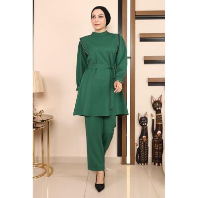 Turkishsouq Stripe Detailed Anzug Smaragdgrün Grün EU 46 / UK 18 Turkishsouq Stripe Detailed Anzug Smaragdgrün Grün EU 46 / UK 18